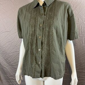 Classic Elements Sage Green Linen Blend Shirt